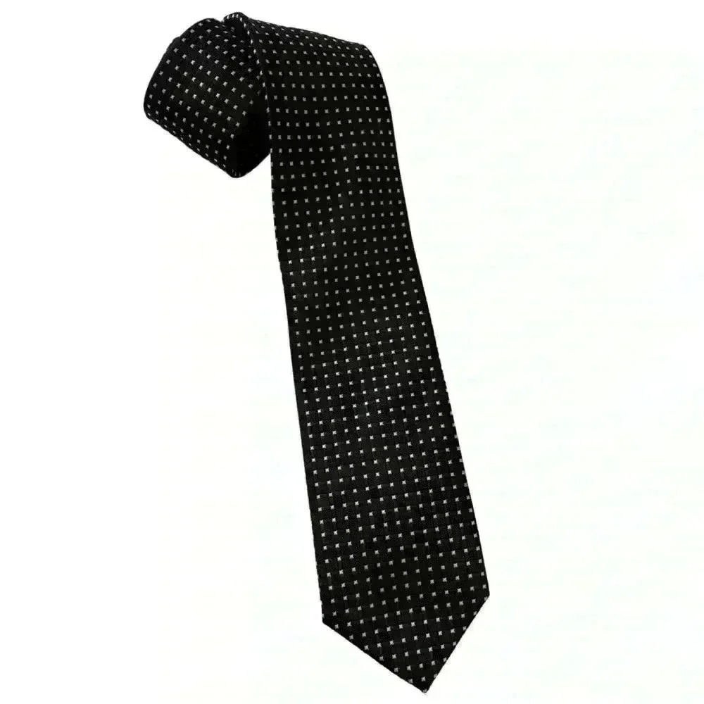 SPARKS John Sparks men’s neck tie black white silver dot handmade 100% polyester - Picture 8 of 9